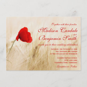 Fleur rouge Blé de champs de pavot Invitations de 