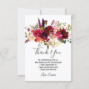 fleur rouge, carte de remerciements florale