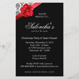 Fleur rouge Damask Stationery Invitation