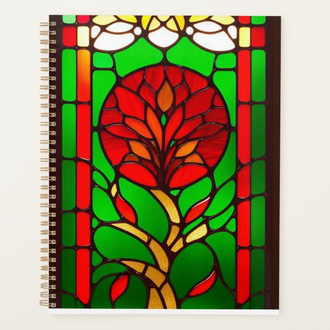 Fleur rouge Élégant Art de Verre Coloré (Devant)
