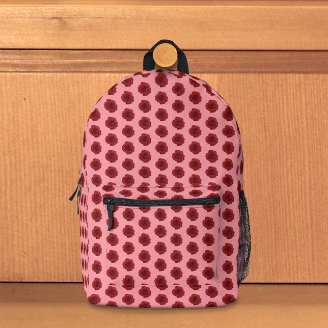 Fleur rouge Motif sans couture sur sac à dos (Seamless pattern of red Rose flower on backpack)