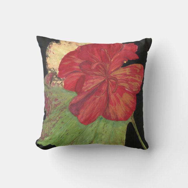 fleur rouge sur coussin noir (Recto)