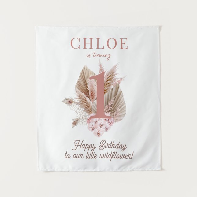 Fleur sauvage 1er anniversaire bannière Tapisserie (Devant)