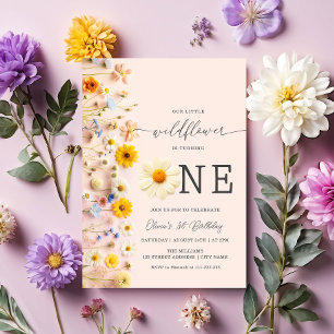 Fleur sauvage 1er anniversaire Invitation