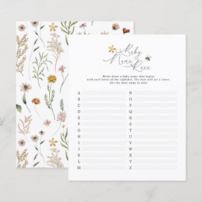 fleur sauvage abeille nom bébé visage moderne élég (Devant / Derrière)