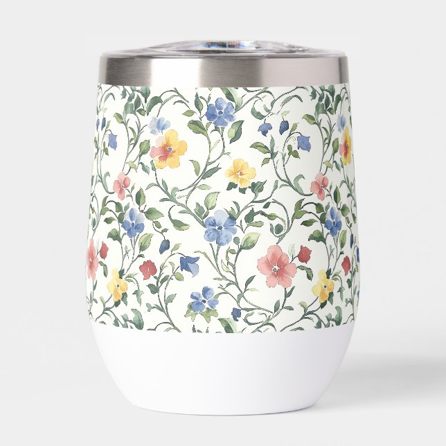 Fleur sauvage aquarelle bleu jaune  (Avant)