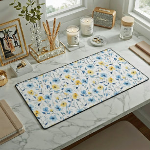 Fleur sauvage aquarelle bleu jaune