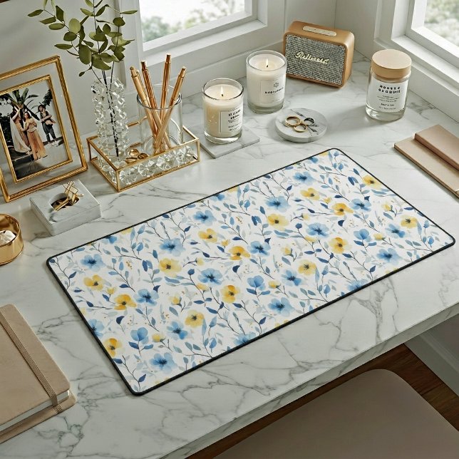 Fleur sauvage aquarelle bleu jaune  (Créateur téléchargé)