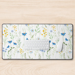 Fleur sauvage aquarelle bleu jaune