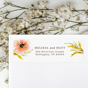 Fleur sauvage Aquarelle Boho Chic Retour Étiquette