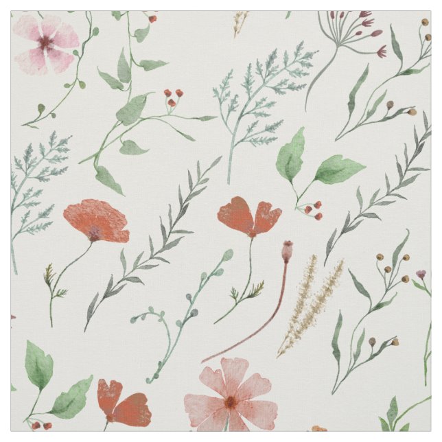 Fleur sauvage aquarelle boho tissu coloré été (Échantillon)