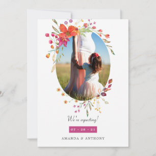 Fleur sauvage Aquarelle Faire-part de grossesse