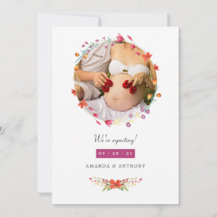 Fleur sauvage Aquarelle Faire-part de grossesse