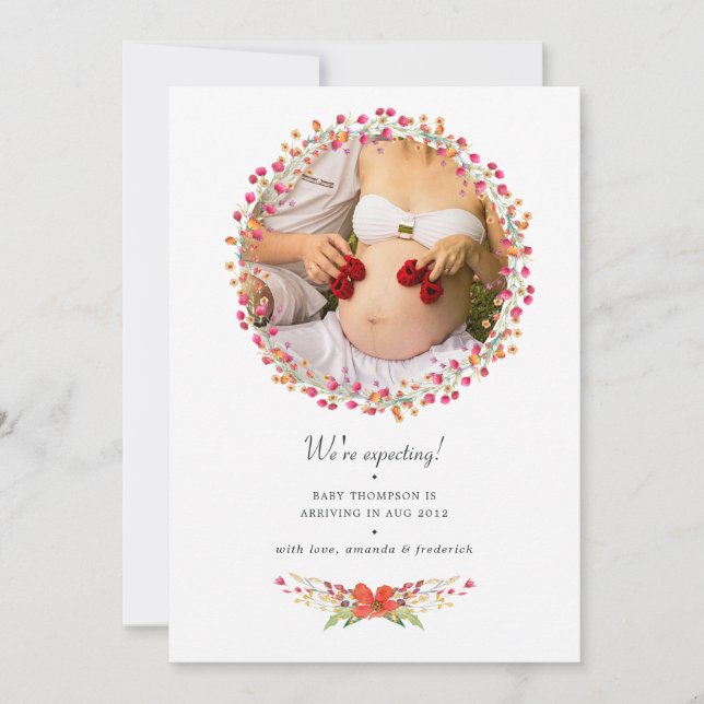 Fleur sauvage Aquarelle Faire-part de grossesse (Devant)