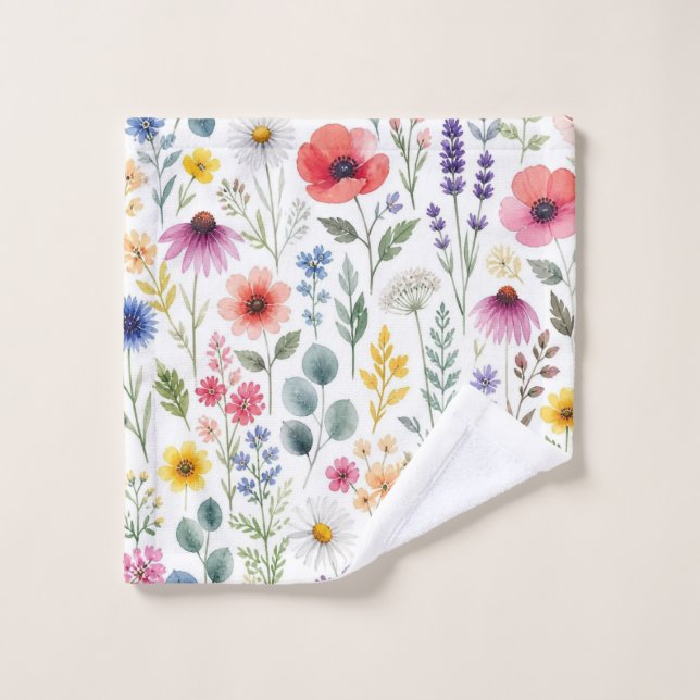 Fleur Sauvage Aquarelle Prairie Botanique Florale (Gant de toilette)
