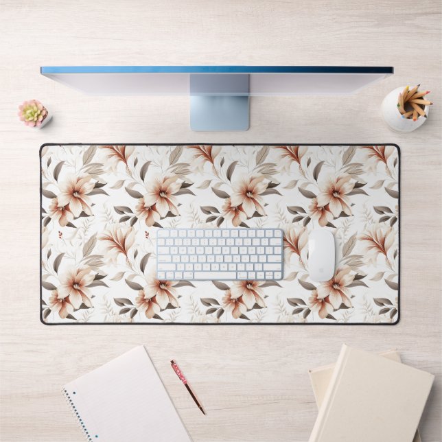 Fleur sauvage aquarelle rose marron (Bureau 1)