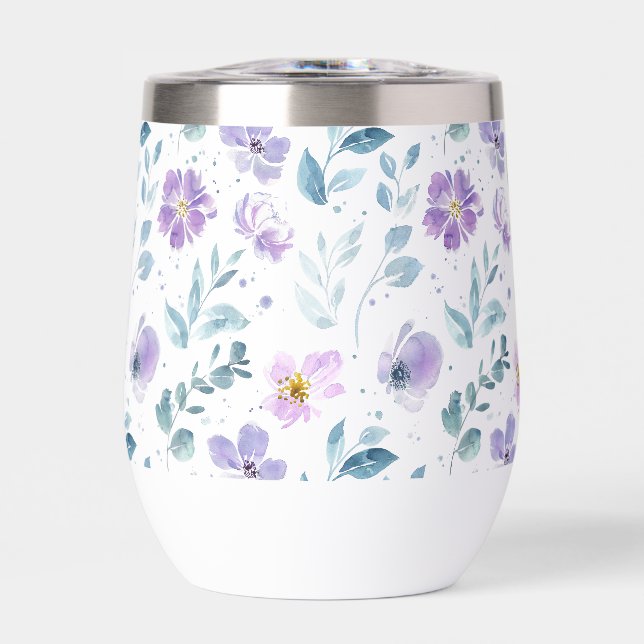 Fleur sauvage aquarelle verte violette (Avant)