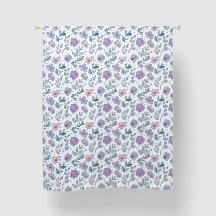 Fleur sauvage aquarelle verte violette