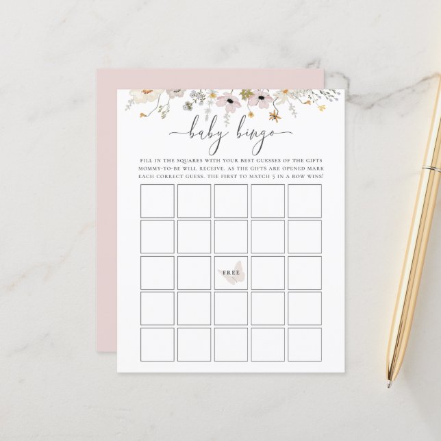 Fleur sauvage Baby Bingo Jeu (Devant/Arrière en situation)