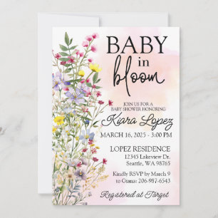 Fleur sauvage Baby in Bloom Baby shower Invitation