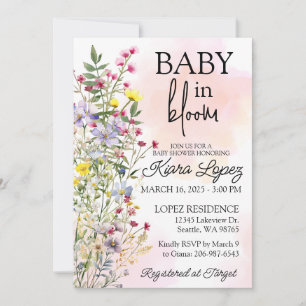 Fleur sauvage Baby in Bloom Baby shower Invitation