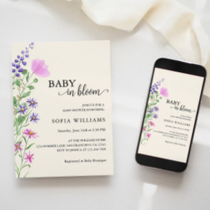 Fleur sauvage Baby in Bloom Baby shower Invitation