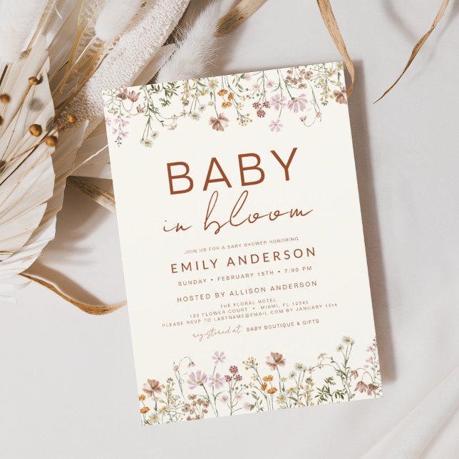 Fleur sauvage Baby in Bloom Baby shower Invitation (Créateur téléchargé)