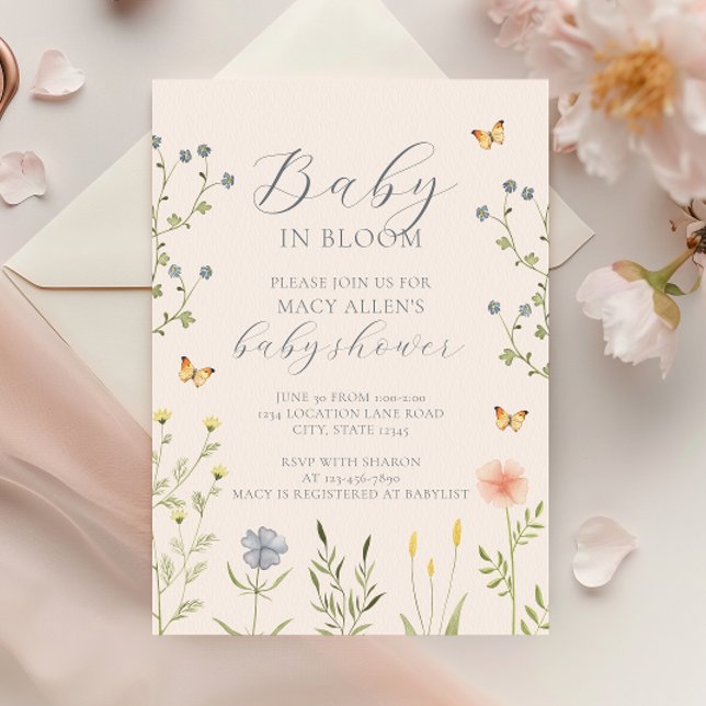 Fleur sauvage Baby in Bloom Baby shower Invitation (Créateur téléchargé)