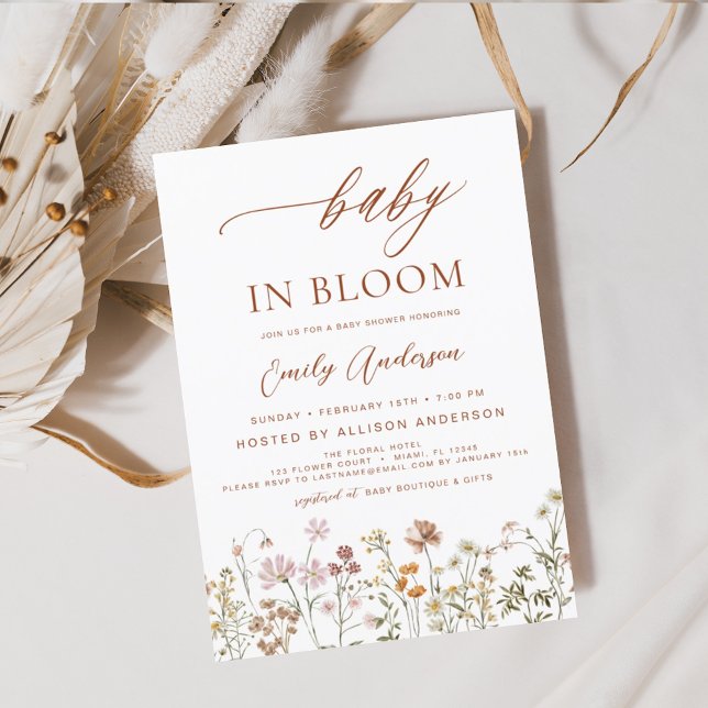 Fleur sauvage Baby in Bloom Baby shower Terracotta (Créateur téléchargé)