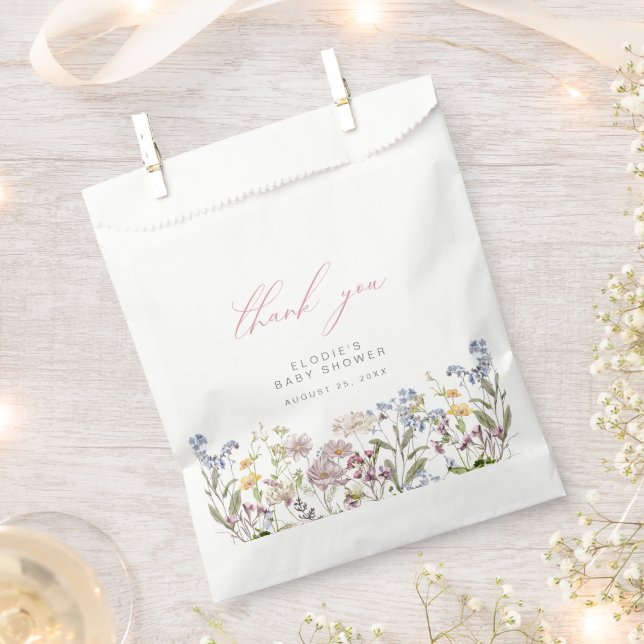 Fleur sauvage Baby shower Favoriser Sacs Floral Gi (Coupé)
