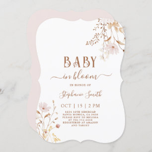 Fleur sauvage Baby shower Invitation fille