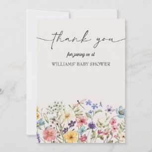 Fleur sauvage Baby shower Merci Cartes