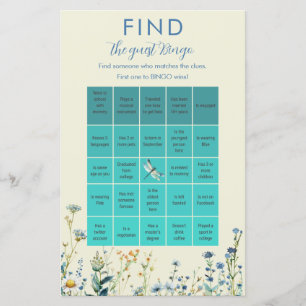 Fleur sauvage bébé en fleur baby shower Bingo jeu