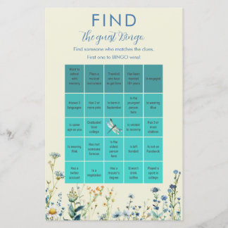 Fleur sauvage bébé en fleur baby shower Bingo jeu