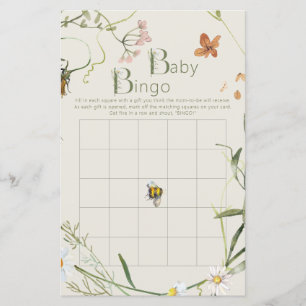 Fleur sauvage Bee Beige Baby shower Bingo Carte