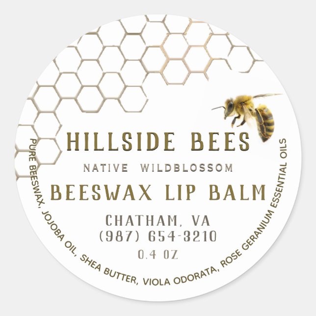 Fleur sauvage Beeswax Lip Balm Étiquette Honeycomb (Devant)