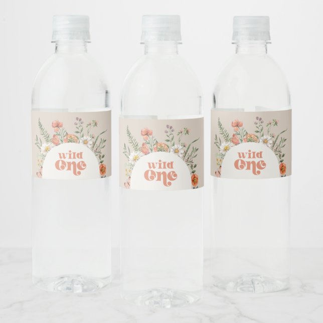 Fleur sauvage Birthday Water Bottle Étiquettes (Bouteilles)
