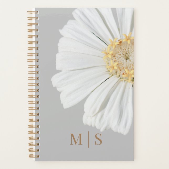 Fleur sauvage Blanc Monogramme Sur Bleu Dusty (Devant)