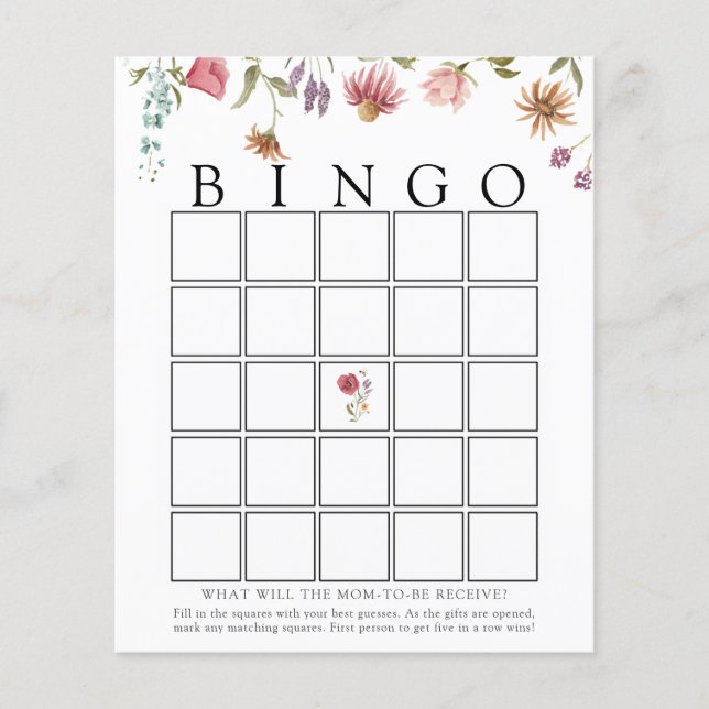 Fleur sauvage Bloom Baby Bingo Carte de jeu (Devant)
