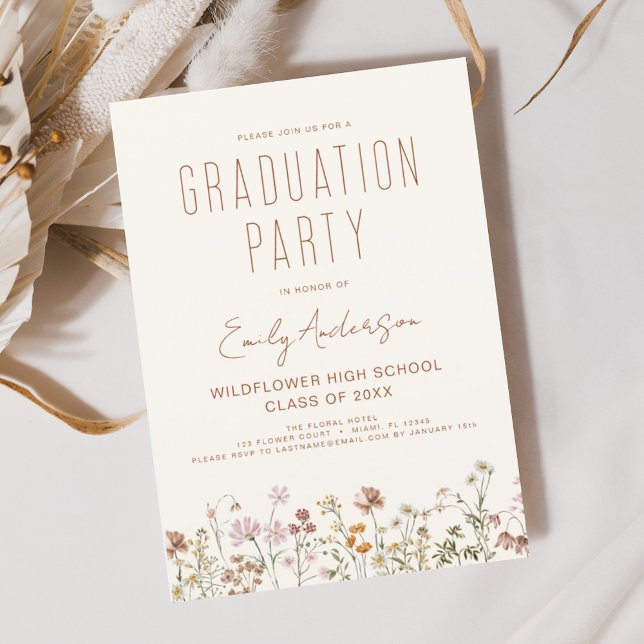 Fleur sauvage Bloom Graduation Party Invitation (Créateur téléchargé)