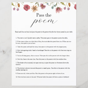 Fleur sauvage Bloom Pass Poem Fête des mariées jeu