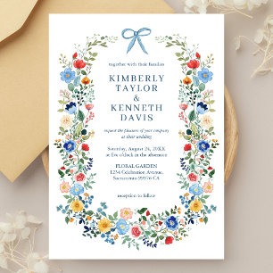 Fleur sauvage Blue Bow Garden Invitation de mariag