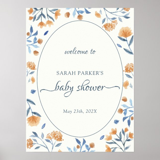 Fleur sauvage Boho Affiche de bienvenue Baby showe (Devant)