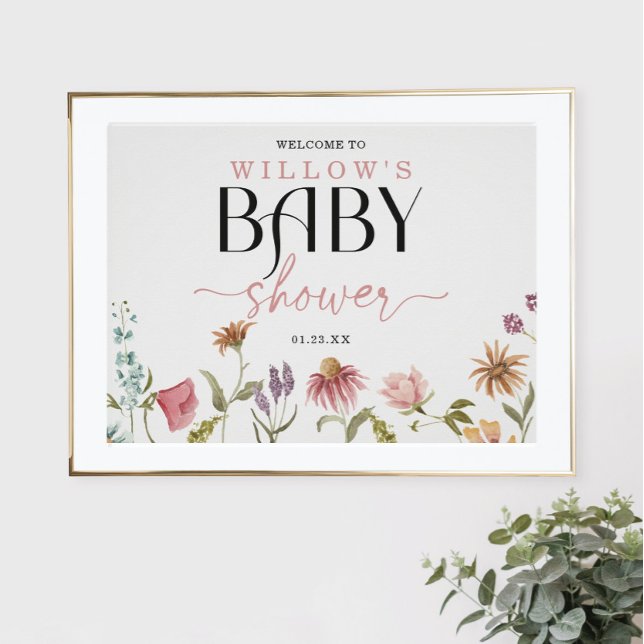 Fleur sauvage Boho Baby shower Affiche de bienvenu (Créateur téléchargé)