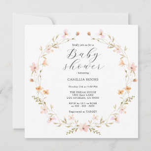 Fleur sauvage Boho Baby shower Invitation