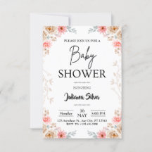 Fleur sauvage Boho Baby shower Invitation
