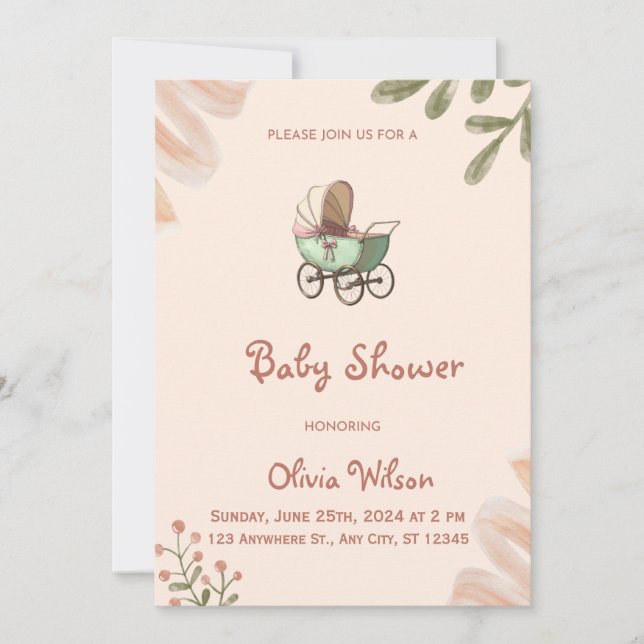 Fleur sauvage Boho Baby shower Invitation (Devant)