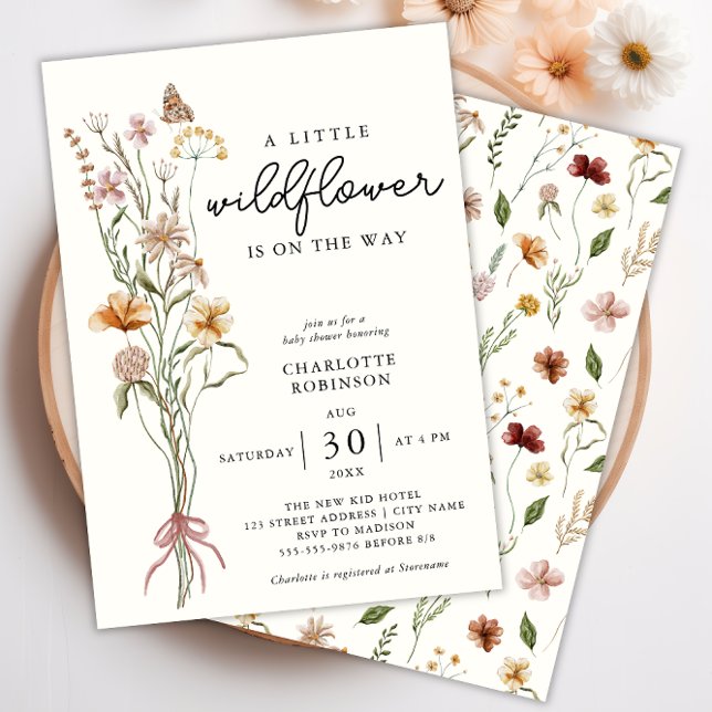 Fleur sauvage Boho Baby shower Invitation (Wildflower Boho Baby Shower Invitation)