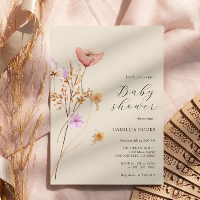 Fleur sauvage Boho Baby shower Invitation (Créateur téléchargé)