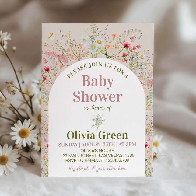 Fleur sauvage Boho Baby shower Invitation (Créateur téléchargé)